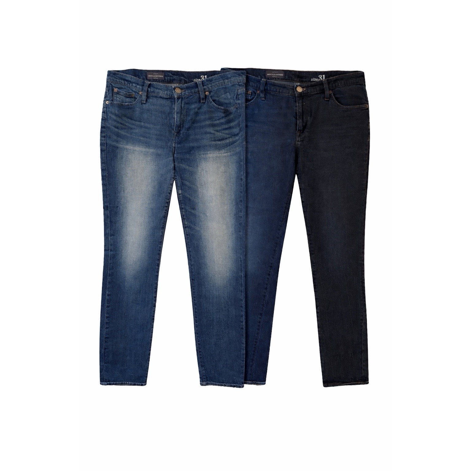 Lot Of 2 J. Crew Broken In Boyfriend Jeans - Size 31 Dark Wash Distressed 36x28